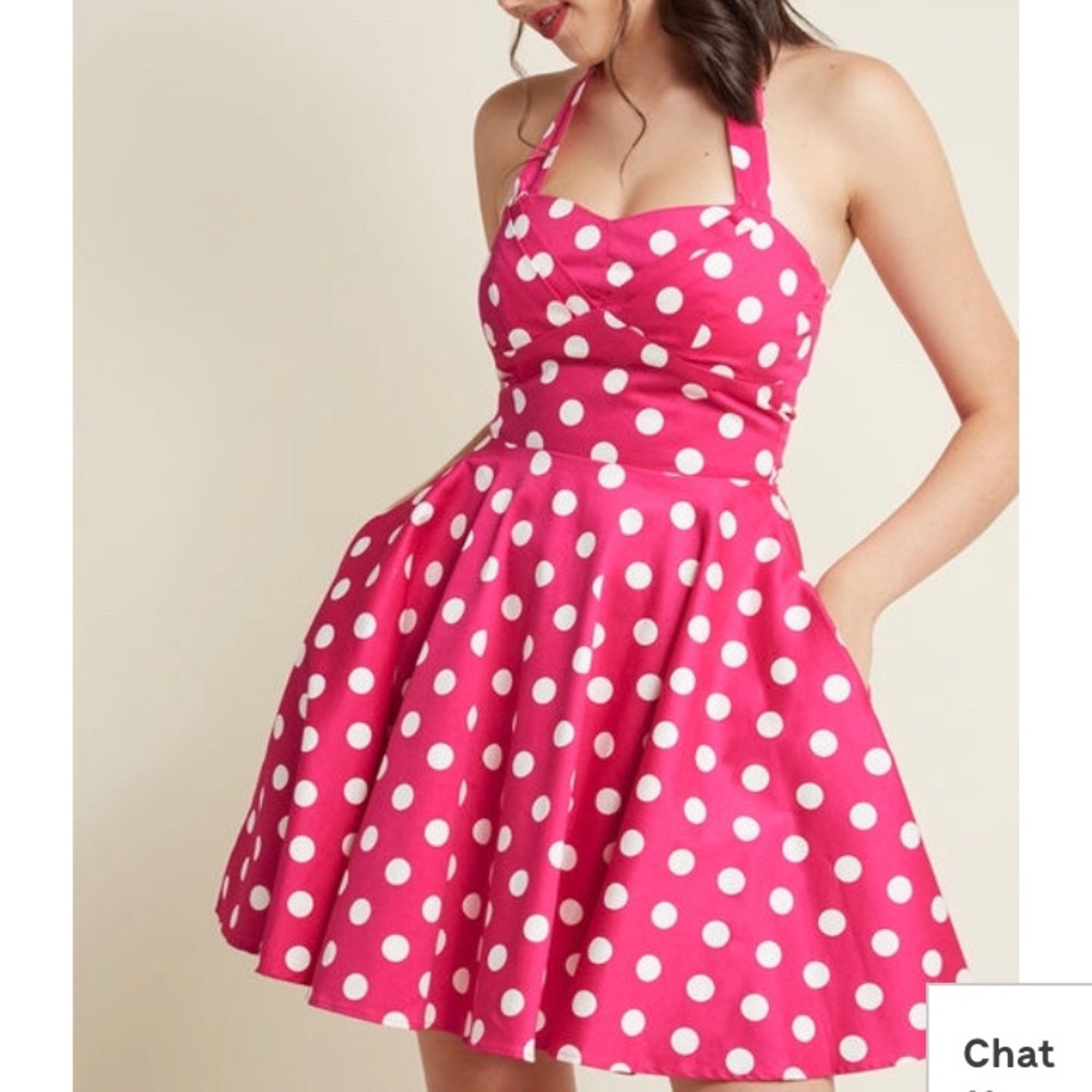 Retro polka dot halter dress